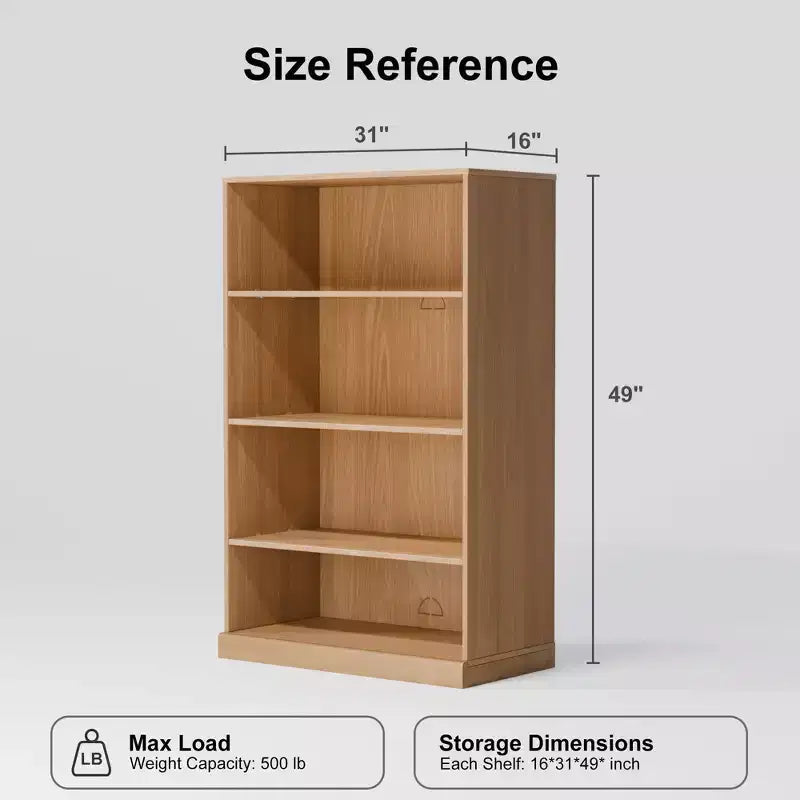PexFix 49x31x16 Scaffale Senza Ante in Legno Mobile Contenitore Libreria e Mobile Ufficio per Cucina Camera da Letto Ingresso Soggiorno Sala da Pranzo Naturale