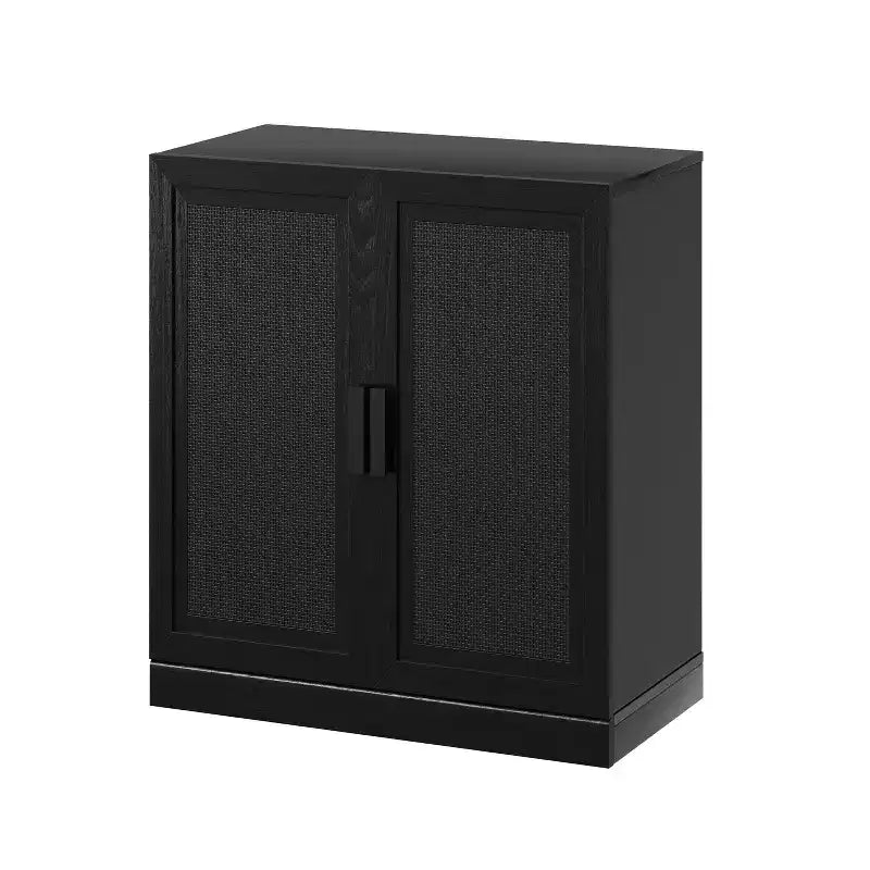 PexFix 36 Credenza modulare con ante in rattan, mobile buffet in stile moderno rustico con ante in rattan per soggiorno, cucina, sala da pranzo, ingresso, nero