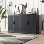PexFix 36 Credenza modulare con ante in rattan, mobile buffet in stile moderno rustico con ante in rattan per soggiorno, cucina, sala da pranzo, ingresso, nero