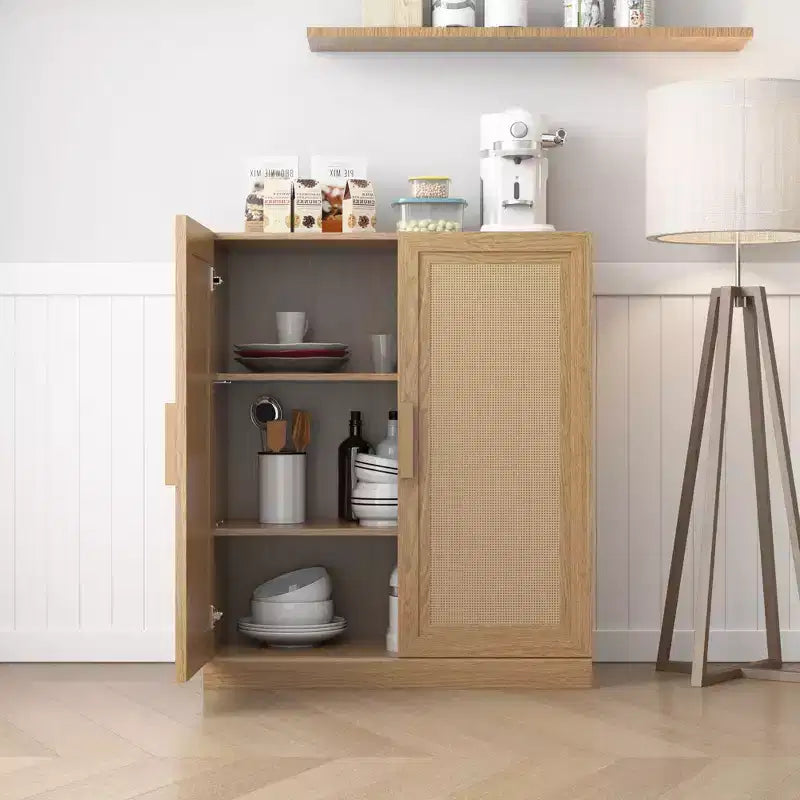PexFix 36 Credenza Modulare con Ante in Rattan, Mobile Contenitore da Fattoria per Soggiorno, Cucina, Sala da Pranzo, Ingresso, Naturale
