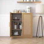 PexFix 36 Credenza Modulare con Ante in Rattan, Mobile Contenitore da Fattoria per Soggiorno, Cucina, Sala da Pranzo, Ingresso, Naturale