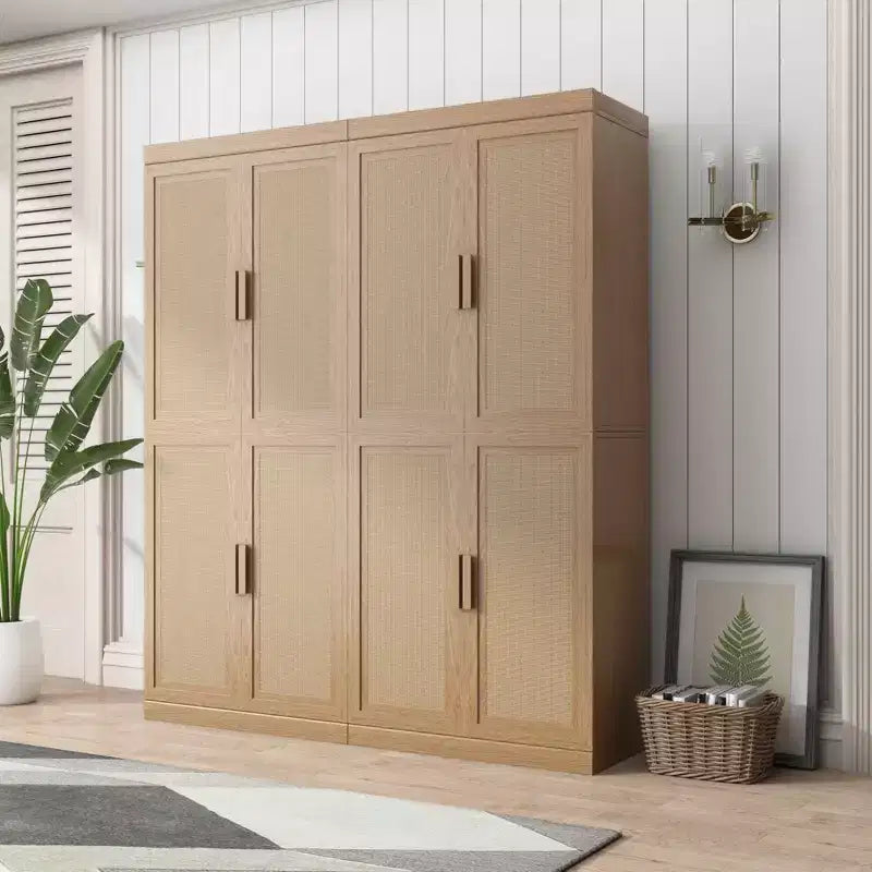 PexFix 36 Credenza Modulare con Ante in Rattan, Mobile Contenitore da Fattoria per Soggiorno, Cucina, Sala da Pranzo, Ingresso, Naturale