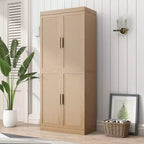 PexFix 36 Credenza Modulare con Ante in Rattan, Mobile Contenitore da Fattoria per Soggiorno, Cucina, Sala da Pranzo, Ingresso, Naturale