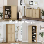PexFix 36 Credenza Modulare con Ante in Rattan, Mobile Contenitore da Fattoria per Soggiorno, Cucina, Sala da Pranzo, Ingresso, Naturale
