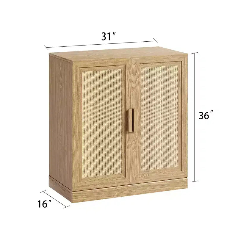 PexFix 36 Credenza Modulare con Ante in Rattan, Mobile Contenitore da Fattoria per Soggiorno, Cucina, Sala da Pranzo, Ingresso, Naturale