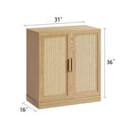 PexFix 36 Credenza Modulare con Ante in Rattan, Mobile Contenitore da Fattoria per Soggiorno, Cucina, Sala da Pranzo, Ingresso, Naturale