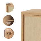 PexFix 36 Credenza Modulare con Ante in Rattan, Mobile Contenitore da Fattoria per Soggiorno, Cucina, Sala da Pranzo, Ingresso, Naturale