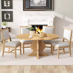 Set da pranzo di 5 pezzi Whisen Farmhouse Wood con tavolo allungabile e 4 sedie imbottite