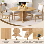 Set da pranzo di 5 pezzi Whisen Farmhouse Wood con tavolo allungabile e 4 sedie imbottite