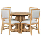 Set da pranzo di 5 pezzi Whisen Farmhouse Wood con tavolo allungabile e 4 sedie imbottite