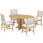 Set da pranzo di 5 pezzi Whisen Farmhouse Wood con tavolo allungabile e 4 sedie imbottite