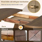 Set da pranzo di 5 pezzi Whisen Farmhouse Wood con tavolo allungabile e 4 sedie imbottite