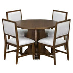 Set da pranzo di 5 pezzi Whisen Farmhouse Wood con tavolo allungabile e 4 sedie imbottite