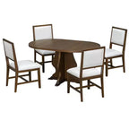 Set da pranzo di 5 pezzi Whisen Farmhouse Wood con tavolo allungabile e 4 sedie imbottite