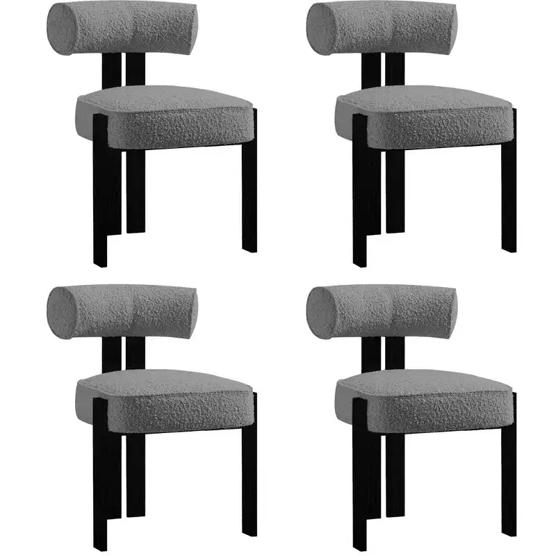 Sedie moderne da sala da pranzo in tessuto Bouclé, set da 2, sedie da pranzo imbottite con gambe in legno di caucciù e schienale ergonomico curvo per sala da pranzo o soggiorno