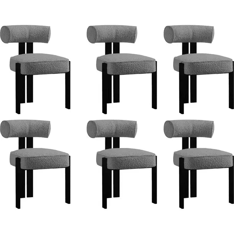 Sedie moderne da sala da pranzo in tessuto Bouclé, set da 2, sedie da pranzo imbottite con gambe in legno di caucciù e schienale ergonomico curvo per sala da pranzo o soggiorno