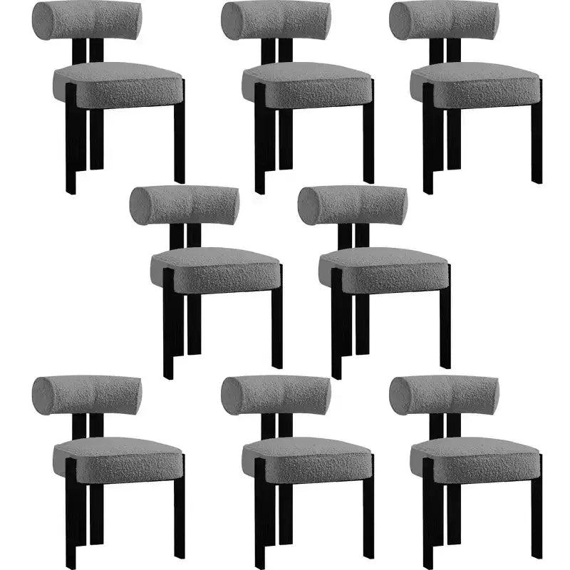 Sedie moderne da sala da pranzo in tessuto Bouclé, set da 2, sedie da pranzo imbottite con gambe in legno di caucciù e schienale ergonomico curvo per sala da pranzo o soggiorno