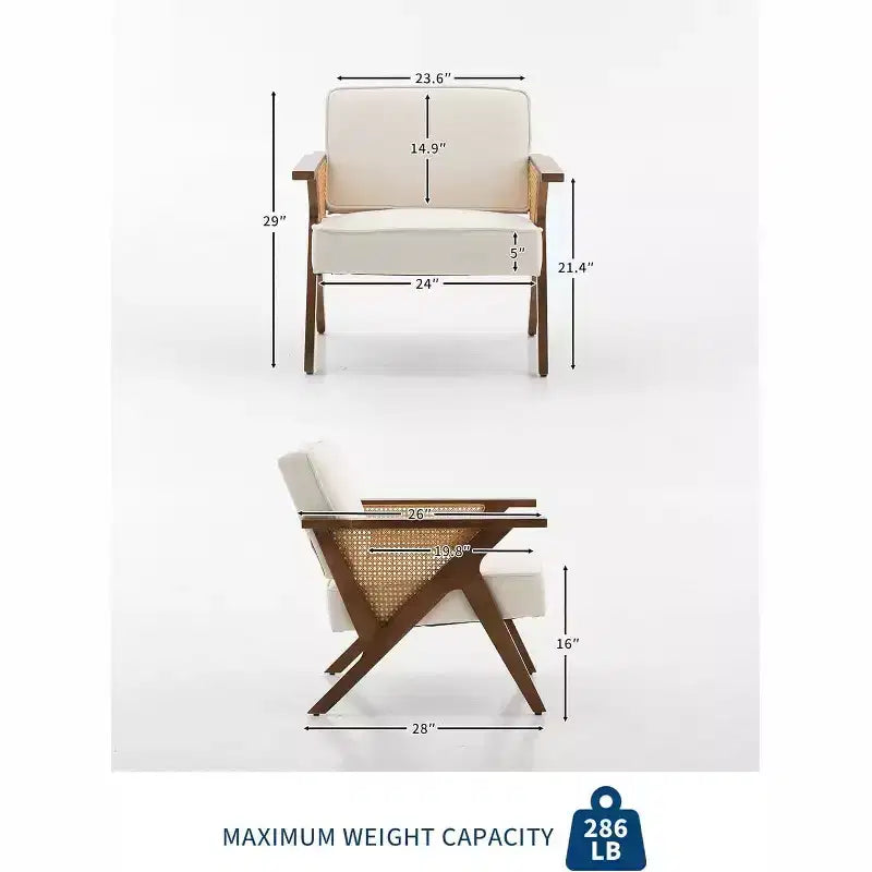 Poltrona d'accento, Poltrona moderna con gambe in legno, Poltrona lounge rivestita in tessuto di lino per soggiorno, camera da letto