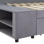 Divano Letto a L Imbottito in Legno con Ripiano Laterale, Divano Letto Singolo in Velluto con 2 Cassetti per Camera da Letto