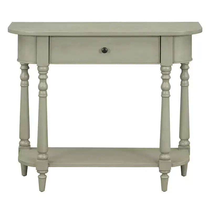 Consolle stretta vintage con contenitore, tavolo da ingresso in legno con cassetto superiore e ripiano aperto, tavolo da divano retrò per ingresso e corridoio