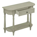 Consolle stretta vintage con contenitore, tavolo da ingresso in legno con cassetto superiore e ripiano aperto, tavolo da divano retrò per ingresso e corridoio