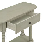 Consolle stretta vintage con contenitore, tavolo da ingresso in legno con cassetto superiore e ripiano aperto, tavolo da divano retrò per ingresso e corridoio
