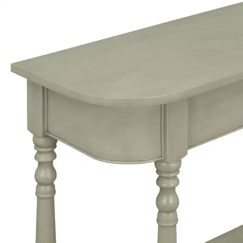 Consolle stretta vintage con contenitore, tavolo da ingresso in legno con cassetto superiore e ripiano aperto, tavolo da divano retrò per ingresso e corridoio