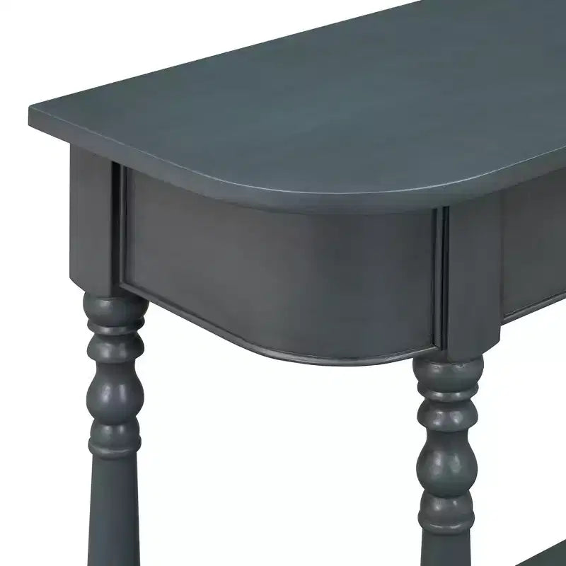 Consolle stretta vintage con contenitore, tavolo da ingresso in legno con cassetto superiore e ripiano aperto, tavolo da divano retrò per ingresso e corridoio
