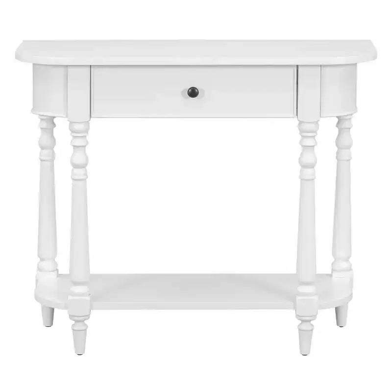 Consolle stretta vintage con contenitore, tavolo da ingresso in legno con cassetto superiore e ripiano aperto, tavolo da divano retrò per ingresso e corridoio