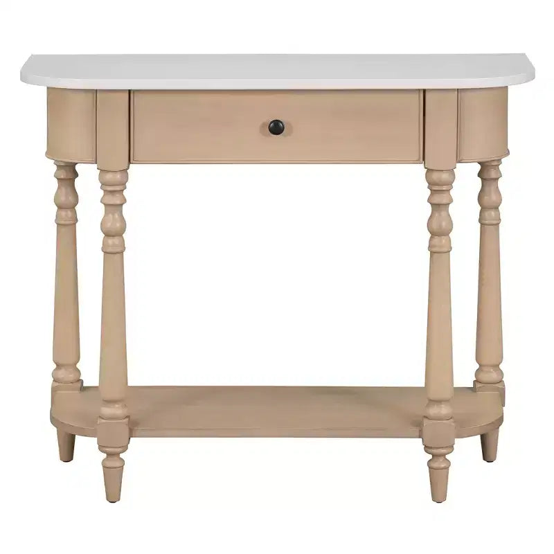 Consolle stretta vintage con contenitore, tavolo da ingresso in legno con cassetto superiore e ripiano aperto, tavolo da divano retrò per ingresso e corridoio