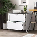 Cassettiera Laterale per Ufficio Stile Rustico con Serratura, Mobile Archivio per Casa/Ufficio