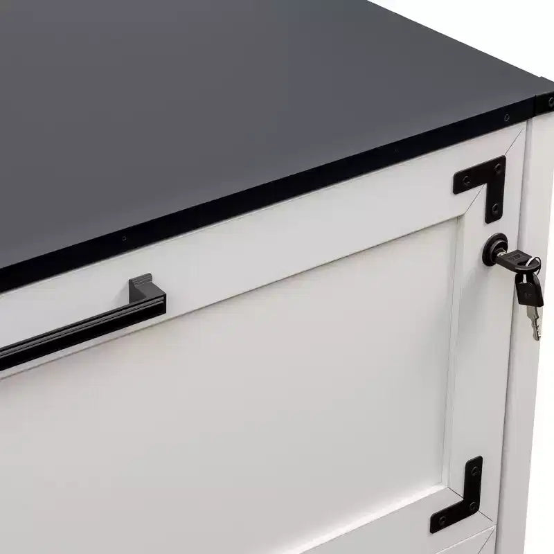 Cassettiera Laterale per Ufficio Stile Rustico con Serratura, Mobile Archivio per Casa/Ufficio