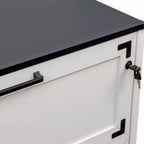 Cassettiera Laterale per Ufficio Stile Rustico con Serratura, Mobile Archivio per Casa/Ufficio