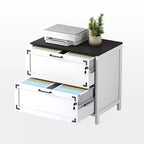Cassettiera Laterale per Ufficio Stile Rustico con Serratura, Mobile Archivio per Casa/Ufficio