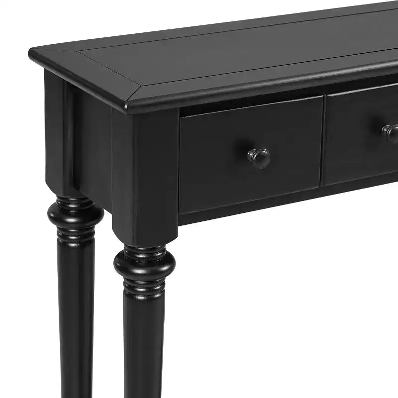 Consolle stretta vintage con contenitore, tavolino da ingresso in legno con 4 cassetti e ripiano aperto per ingressi, soggiorni e corridoi
