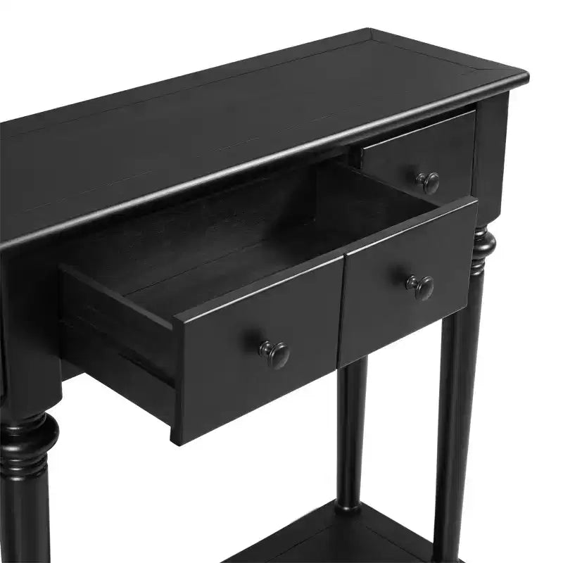 Consolle stretta vintage con contenitore, tavolino da ingresso in legno con 4 cassetti e ripiano aperto per ingressi, soggiorni e corridoi