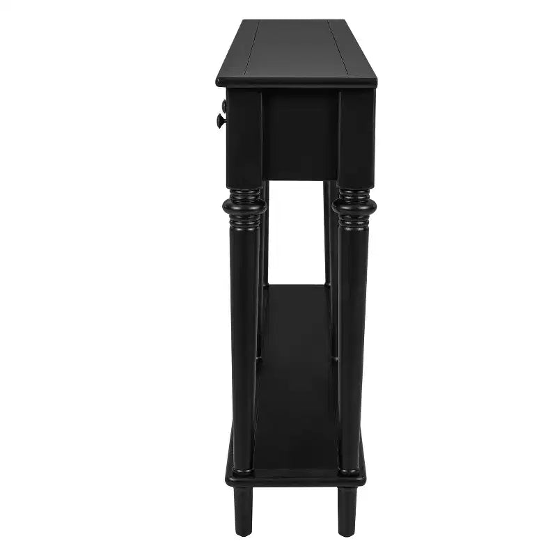 Consolle stretta vintage con contenitore, tavolino da ingresso in legno con 4 cassetti e ripiano aperto per ingressi, soggiorni e corridoi
