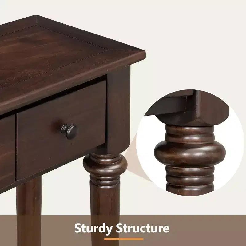 Consolle stretta vintage con contenitore, tavolino da ingresso in legno con 4 cassetti e ripiano aperto per ingressi, soggiorni e corridoi