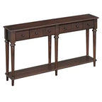 Consolle stretta vintage con contenitore, tavolino da ingresso in legno con 4 cassetti e ripiano aperto per ingressi, soggiorni e corridoi