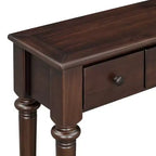 Consolle stretta vintage con contenitore, tavolino da ingresso in legno con 4 cassetti e ripiano aperto per ingressi, soggiorni e corridoi