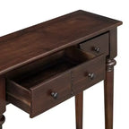 Consolle stretta vintage con contenitore, tavolino da ingresso in legno con 4 cassetti e ripiano aperto per ingressi, soggiorni e corridoi