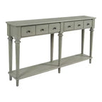 Consolle stretta vintage con contenitore, tavolino da ingresso in legno con 4 cassetti e ripiano aperto per ingressi, soggiorni e corridoi