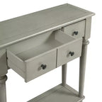 Consolle stretta vintage con contenitore, tavolino da ingresso in legno con 4 cassetti e ripiano aperto per ingressi, soggiorni e corridoi