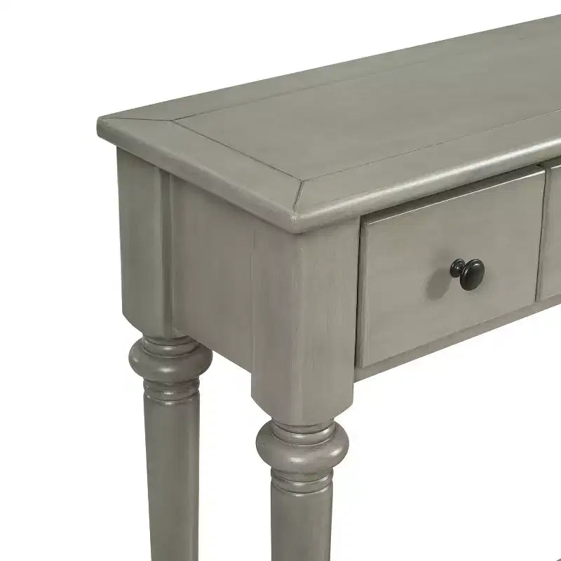 Consolle stretta vintage con contenitore, tavolino da ingresso in legno con 4 cassetti e ripiano aperto per ingressi, soggiorni e corridoi