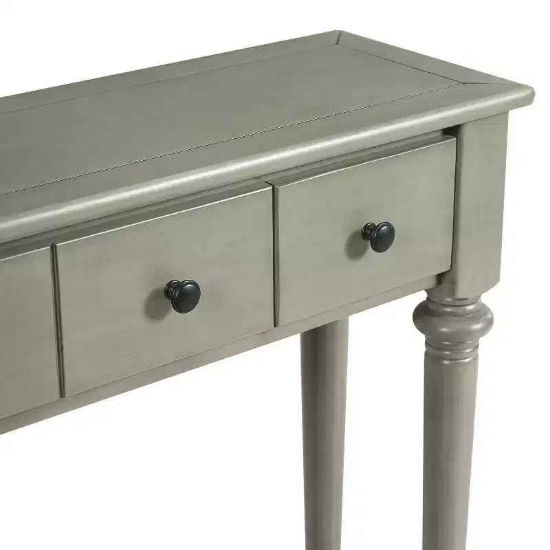 Consolle stretta vintage con contenitore, tavolino da ingresso in legno con 4 cassetti e ripiano aperto per ingressi, soggiorni e corridoi