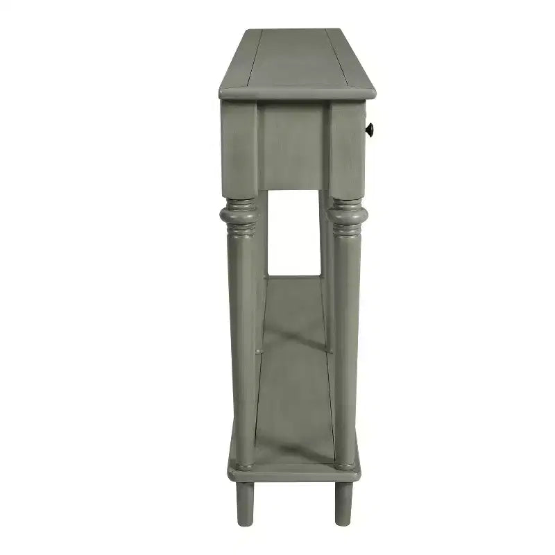 Consolle stretta vintage con contenitore, tavolino da ingresso in legno con 4 cassetti e ripiano aperto per ingressi, soggiorni e corridoi