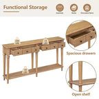 Consolle stretta vintage con contenitore, tavolino da ingresso in legno con 4 cassetti e ripiano aperto per ingressi, soggiorni e corridoi
