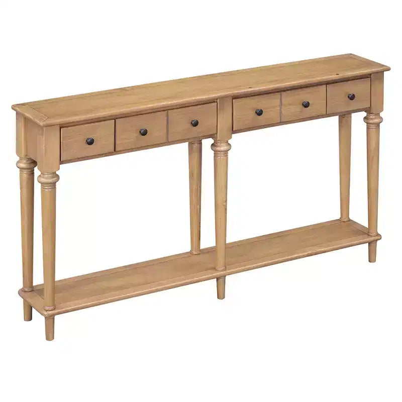 Consolle stretta vintage con contenitore, tavolino da ingresso in legno con 4 cassetti e ripiano aperto per ingressi, soggiorni e corridoi