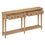 Consolle stretta vintage con contenitore, tavolino da ingresso in legno con 4 cassetti e ripiano aperto per ingressi, soggiorni e corridoi