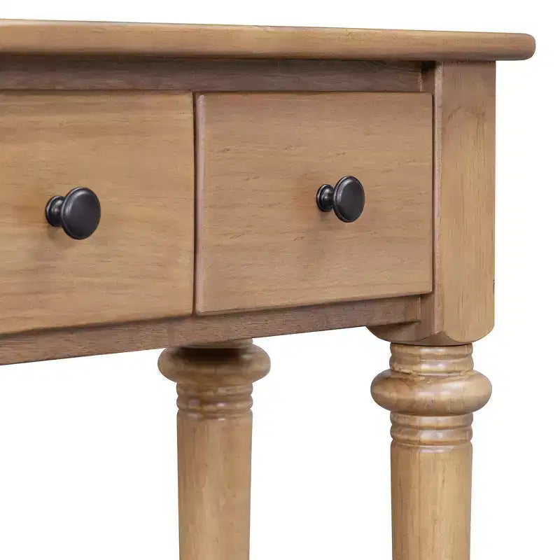 Consolle stretta vintage con contenitore, tavolino da ingresso in legno con 4 cassetti e ripiano aperto per ingressi, soggiorni e corridoi
